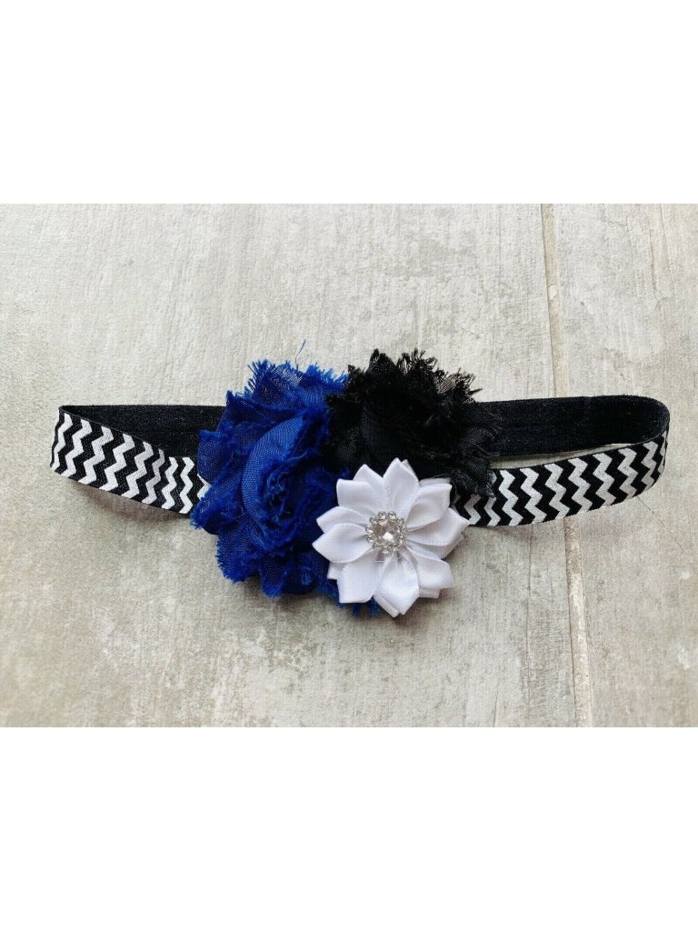 Homemade Baby Elastic Headband Flowers Rhinestone 0-12 Months NEW Roaring 20's